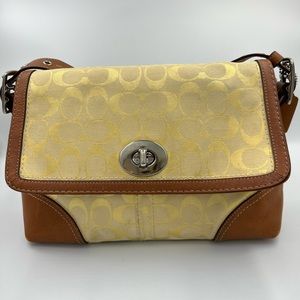 Coach: Brown/Tan Canvas Crossbody